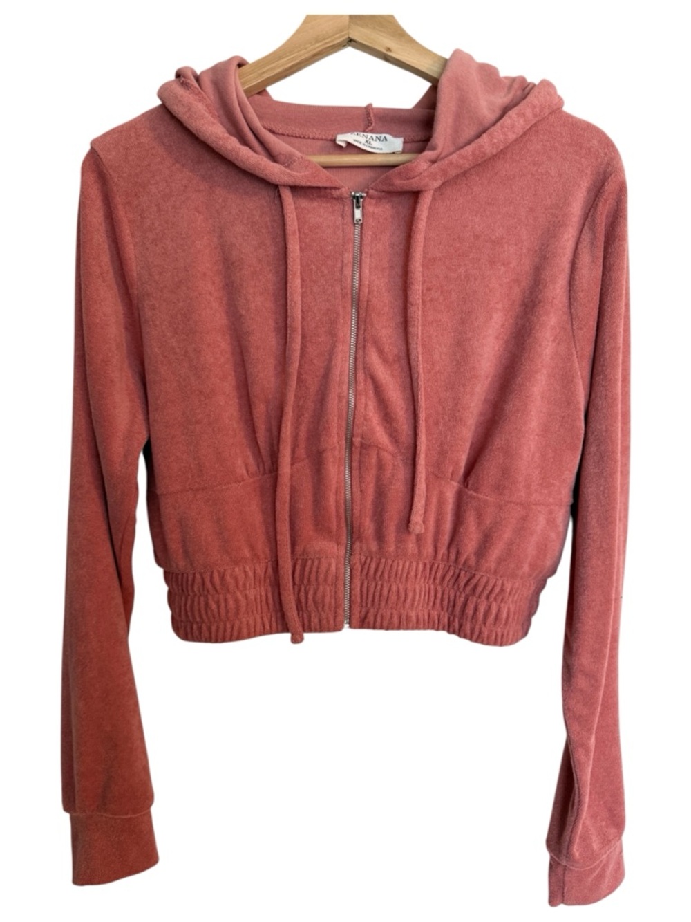 Zenana Rose Dust Cropped Zip Hoodie XL